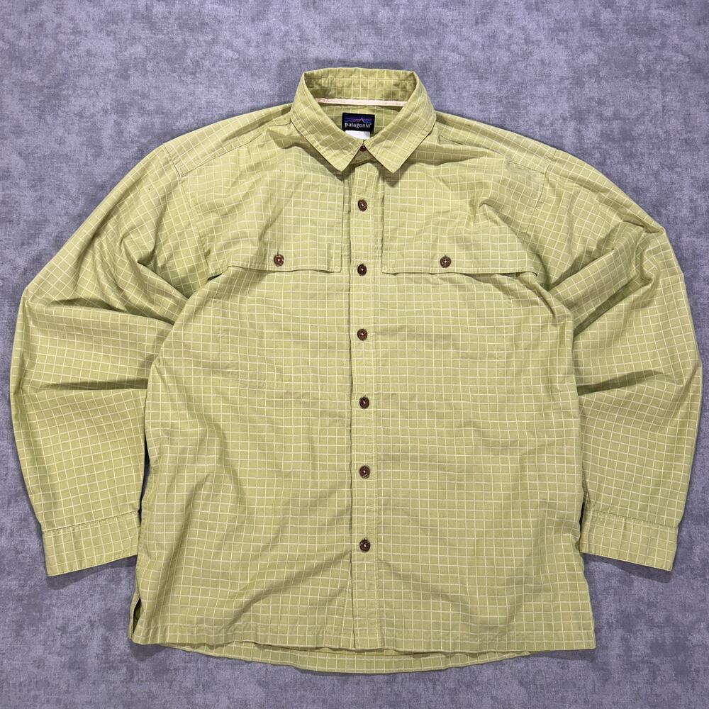 Vintage Y2K Patagonia Island Hopper Long Sleeve Shirt Mens M Green Plaid